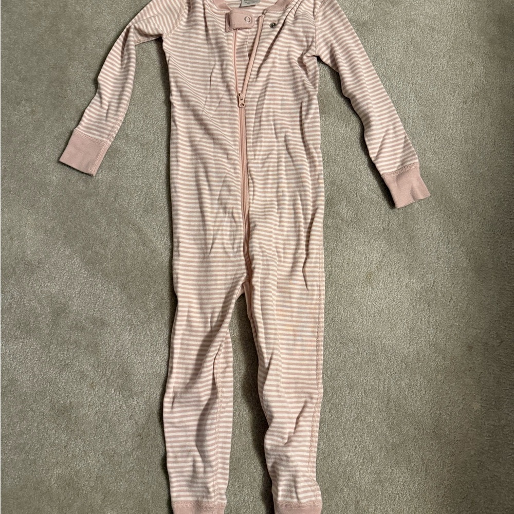 Hannah Andersson Striped Pink Kids One Piece 3t pajamas sleeper